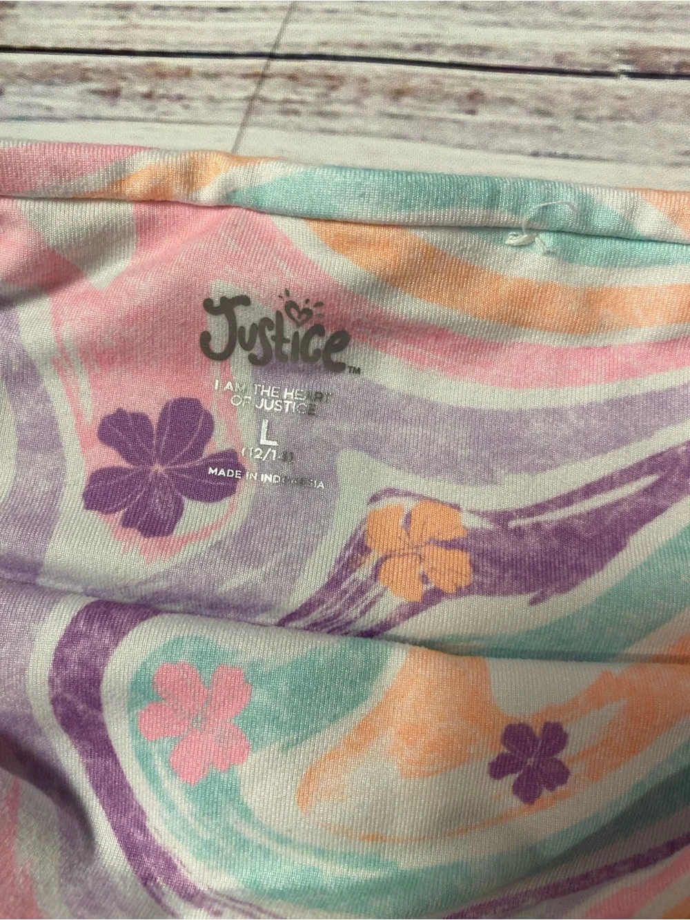 Justice Pastel Swirl Bike Shorts in Lavender, Mint & Peach Sz-Girls-L